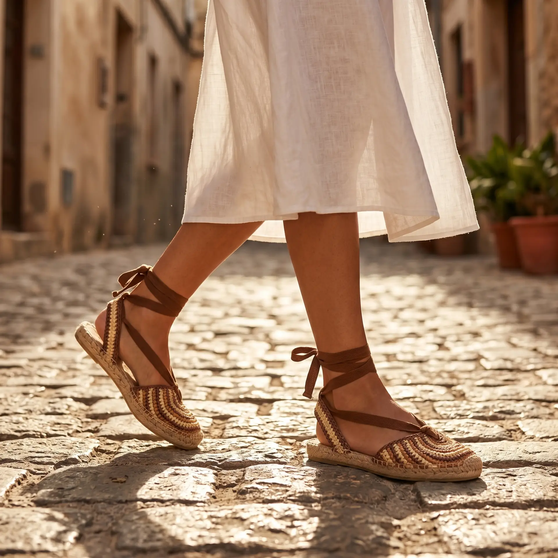 Sandalias Planas Croché Beige - Imagen 3