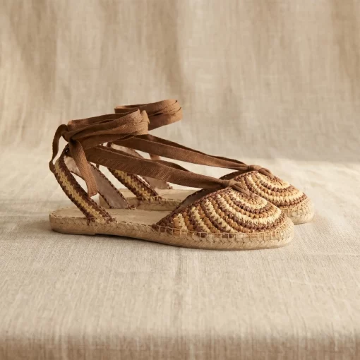 Sandalias Planas Croché Beige