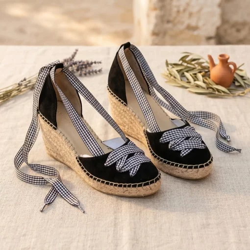 Alpargatas Negras Lazos Vichy