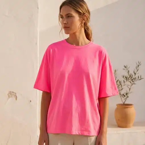Camiseta Oversize Rosa Flúor