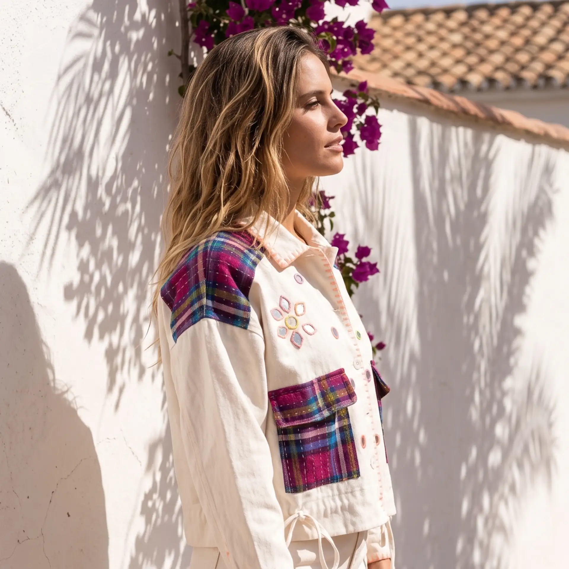 Chaqueta Blanca Bordada Espejos - Imagen 5