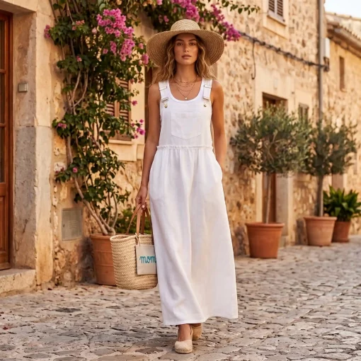 Vestido Peto Lino Blanco