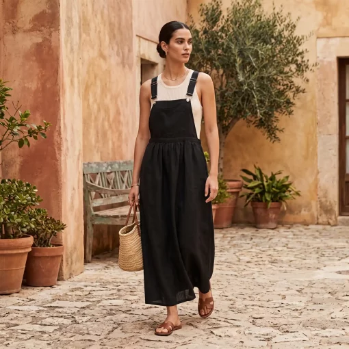 Vestido Peto Lino Negro