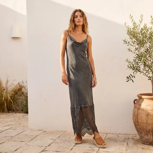 Vestido Largo Lencero Antracita
