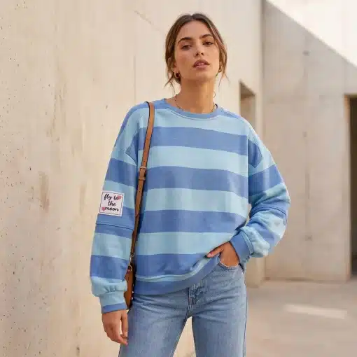 Sudadera Oversize Rayas Azul