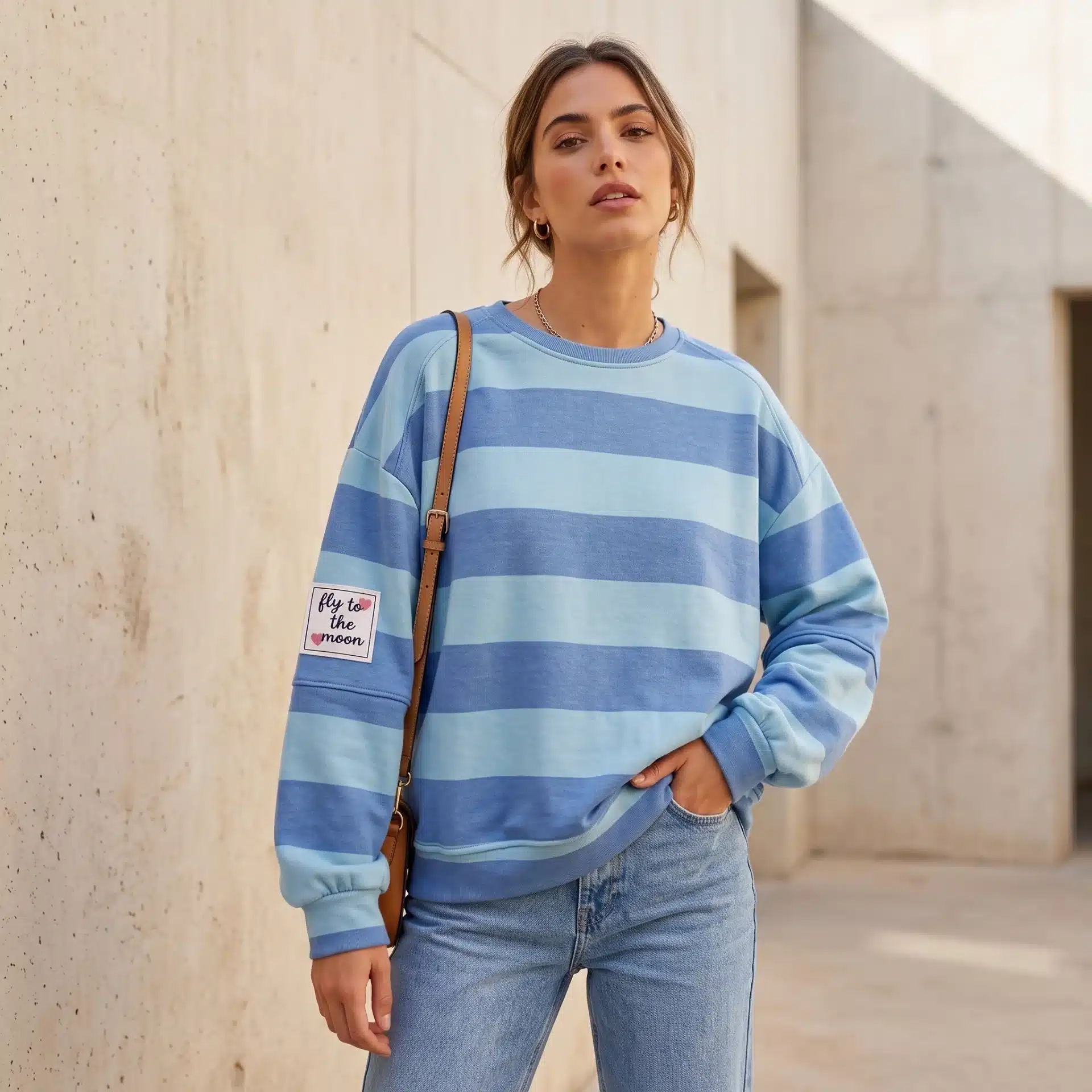 Sudadera Oversize Rayas Azul