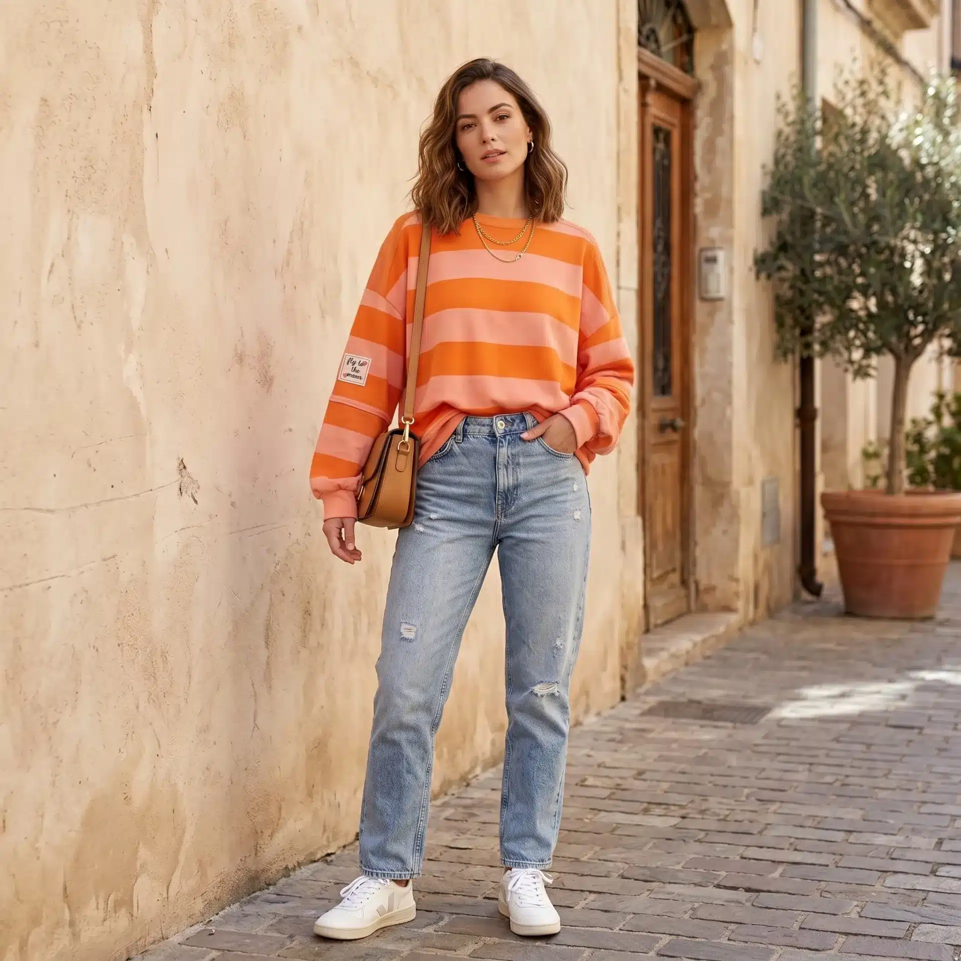 Sudadera Oversize Rayas Naranja - Imagen 2