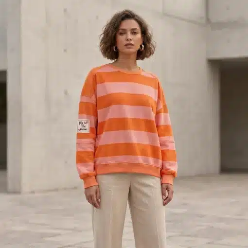Sudadera Oversize Rayas Naranja