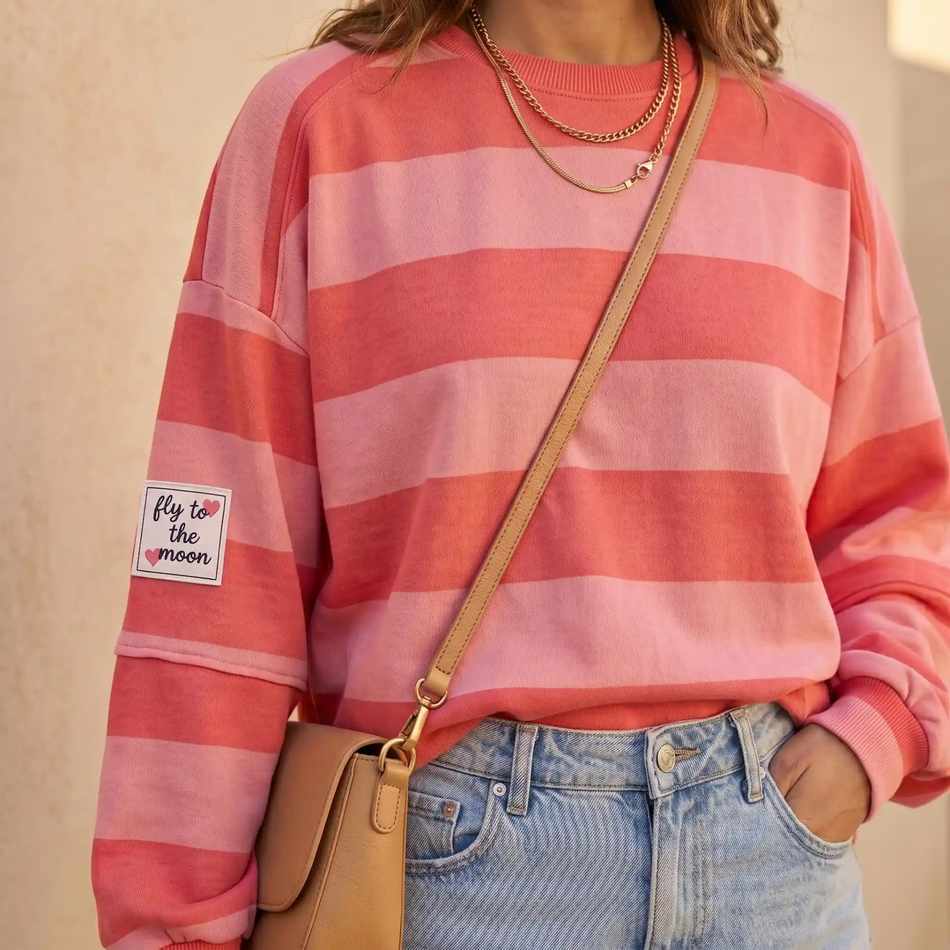 Sudadera Oversize Rayas Rosa - Imagen 2